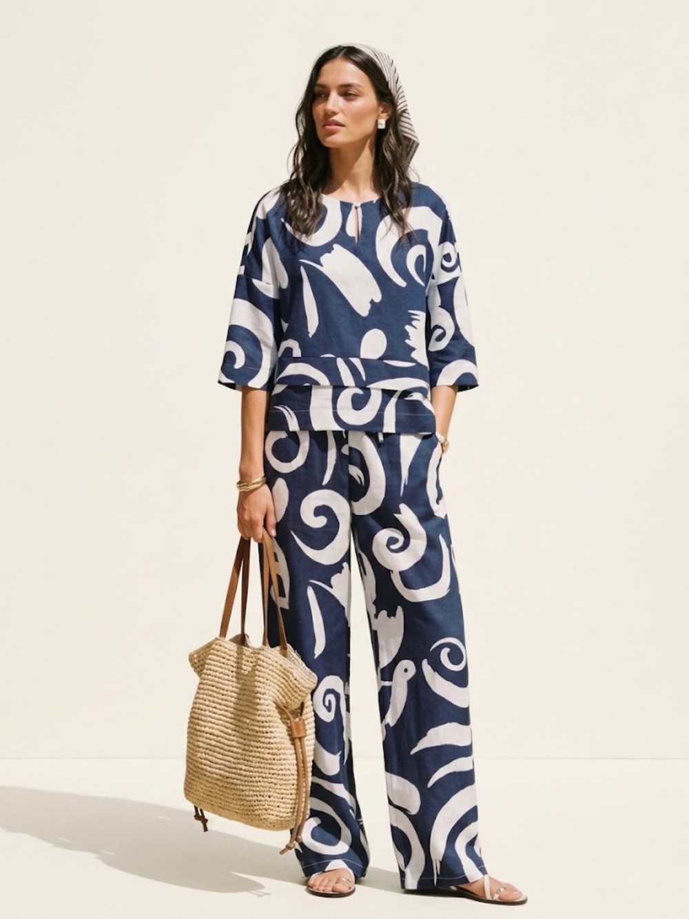 Lintico Linen Layered Asymmetric Top and Pants Matching set - medium